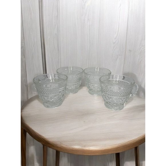 Anchor Hocking “Wexford” Clear Glass Punch/Coffee/Tea Cups - Set of 4 - Picture 3 of 10